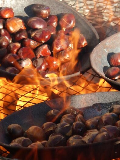 Chestnuts are roasted over an open fire. The flames and the smoke create a cozy atmosphere. | © pixabay