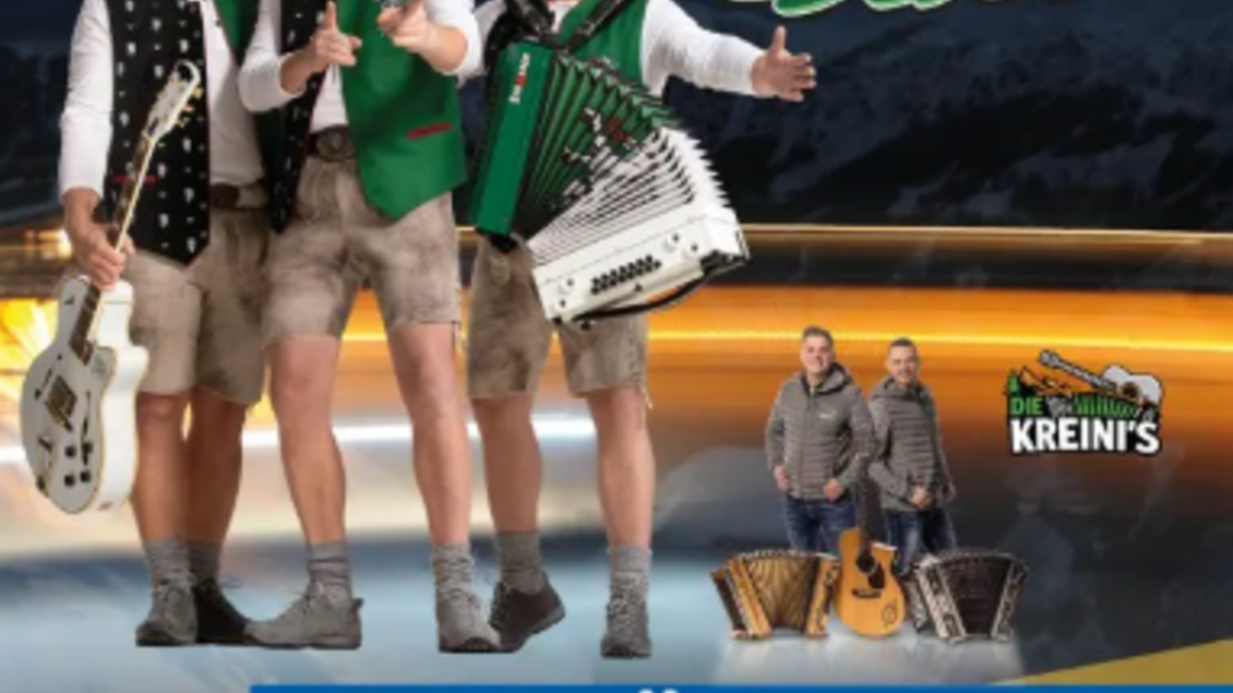 Eine Musikergruppe steht im Schnee und spielt Instrumente. Im Hintergrund sind Berge zu sehen, und die Veranstaltung findet vom 15. bis 17. Januar 2027 auf der Riesneralm statt. | © Riesneralm Bergbahnen
