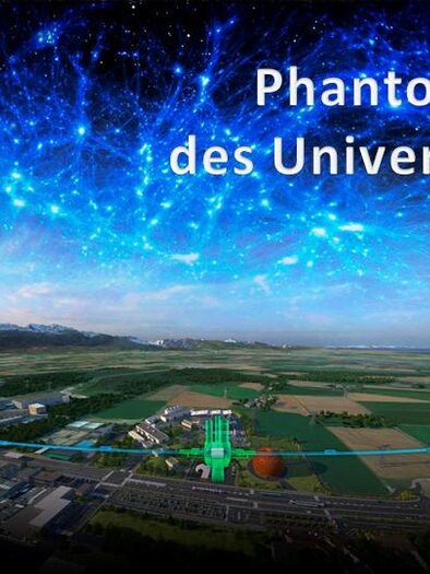 Eine künstlerische Darstellung des Universums mit leuchtenden Sternen und einem großen, runden Orbit. Der Text "Phantom des Universums" ist prominent platziert. | © Planetarium Judenburg