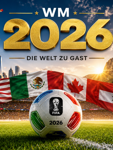 Graphic for the Football World Cup 2026 with flags, stadium, and public viewing in Seiersberg-Pirka. | © ChatGPT-Christine Rotschädl