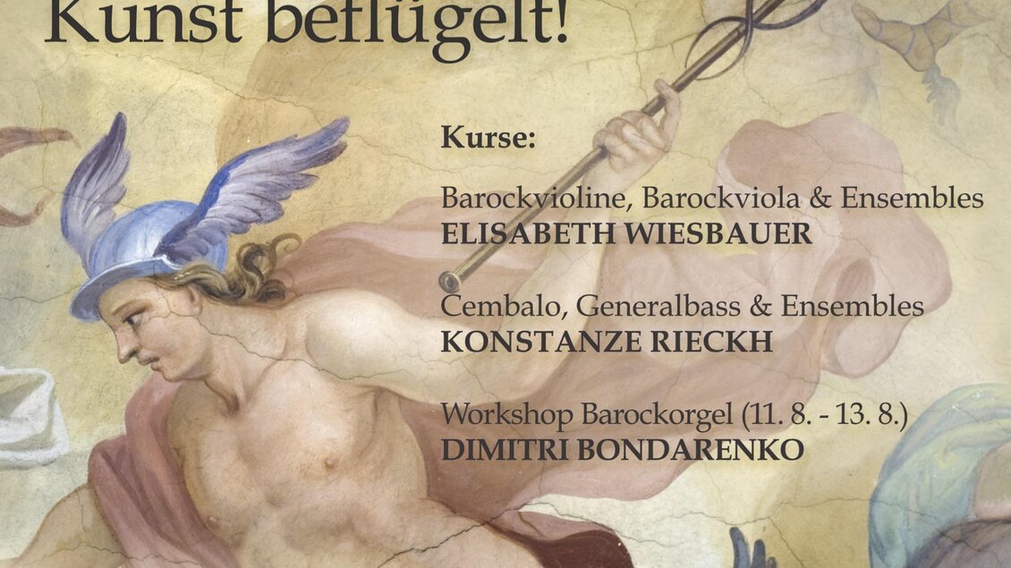 Ein Plakat für die Tage der Alten Musik im Schloss Pöllau. Es zeigt den Veranstaltungstermin und verschiedene Künstler, die teilnehmen. | © Tage der alten Musik