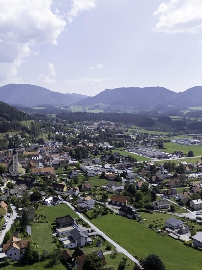 Luftbild des Zentrum der Gemeinde Passail | © Tourismusverband Oststeiermark