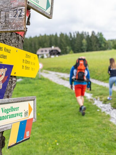 Wegweiser_Vogelbeer_Panoramaweg_Almenland | © Oststeiermark Tourismus | Rene Strasser | © Oststeiermark Tourismus