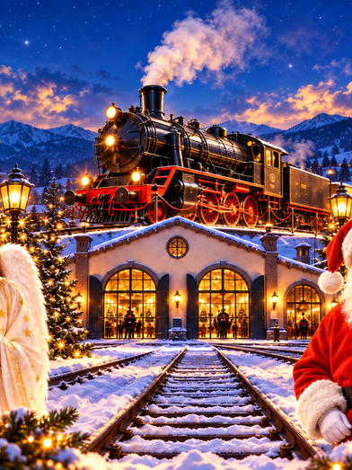 Weihnachtsmarkt im Technischen Eisenbahnmuseum Lie | © ChatGPT-Christine Rotschädl | © ChatGPT-Christine Rotschädl