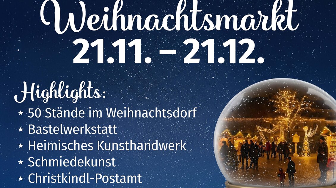 Weihnachtsmarkt in Fürstenfeld mit 50 Ständen und verschiedenen Attraktionen. Er findet vom 21.11. bis 21.12. statt. | © Stadtmarketing