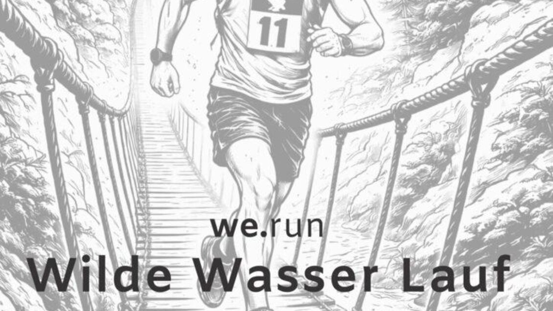 Ein Läufer in sportlicher Kleidung überquert eine Holzbrücke in den Bergen. Das Event findet am 10. Oktober 2026 statt und heißt „Wilde Wasser Lauf“. | © Alpenverein und Bergrettung Schladming