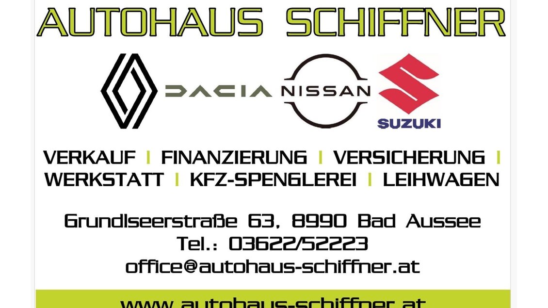 Das Autohaus Schiffner bietet Autoreperatur und Verkauf an. Es befindet sich an der Grundlseerstraße am Ortsausgang von Bad Aussee. | © Autohaus Schiffner