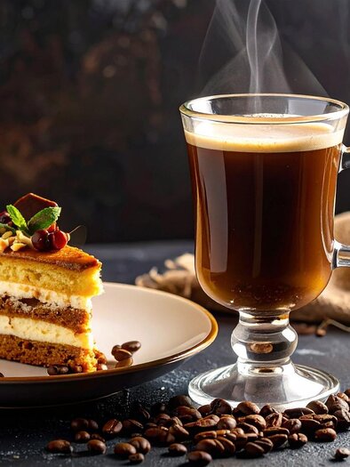 zu sehen ist Kaffee und ein Stück Kuchen. | © Pixabay