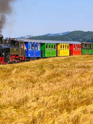 Bunte Zugsgarnitur dampft durch das Schilcherland | Karl-Heinz Ferk | © Karl-Heinz Ferk