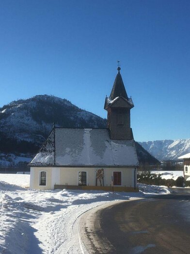 Village church Gößl winter, Grundlsee