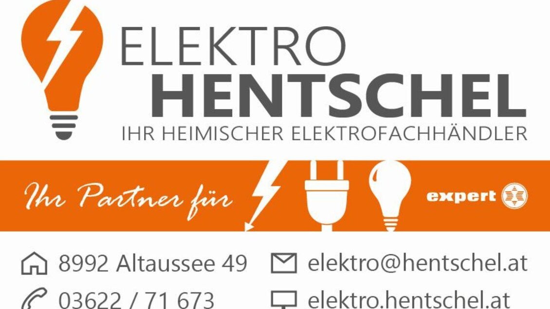 Eine Geschäftskarte von Elektro Hentschel, einem lokalen Elektrofachhändler. Die Karte enthält Kontaktdaten, eine E-Mail-Adresse und einen Website-Link. | © Elektro Hentschel