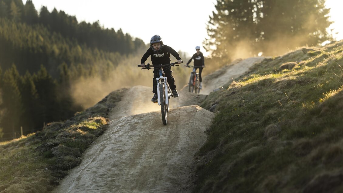 Drei Sportler sind auf unterschiedlichen Untergründen aktiv. Links fährt einer auf einem Dreirad, in der Mitte fährt ein Skifahrer und rechts fährt ein Mountainbiker. | © Oststeiermark Tourismus