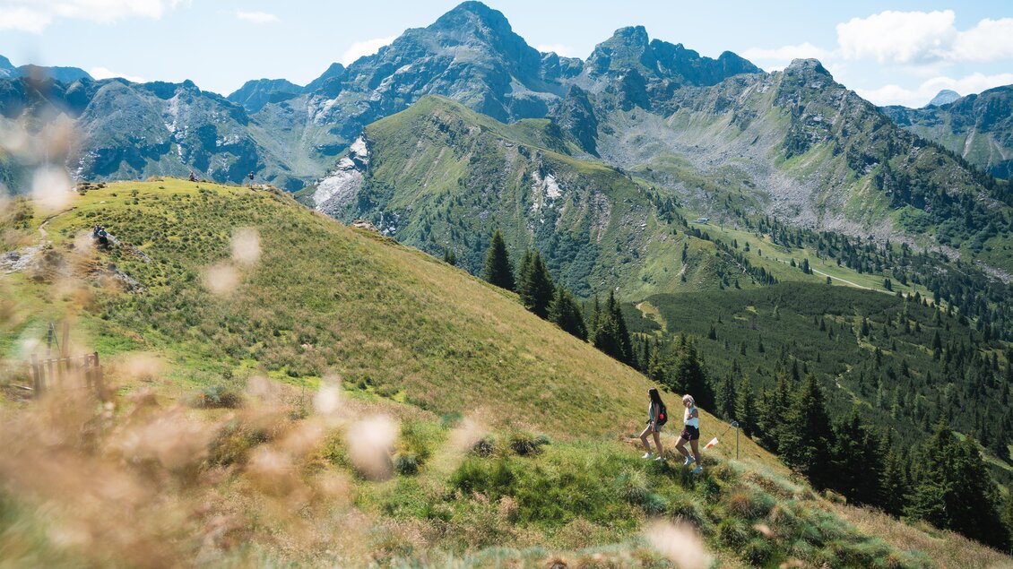 Wanderinnen genießen den Ausblick auf die Berglandschaft am Hauser Kaibling. | © Hauser Kaibling