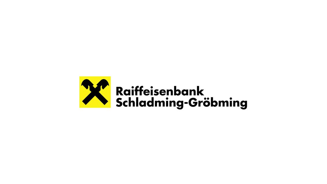 Das Logo der Raiffeisenbank Schladming-Gröbming. Ein schlichtes Design in Schwarz und Gelb. | © Raiffeisenbank Schladming-Gröbming eGen