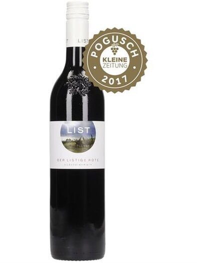 A bottle of red wine with an elegant label. The wine has an award from the year 2011. | © Weingut List
