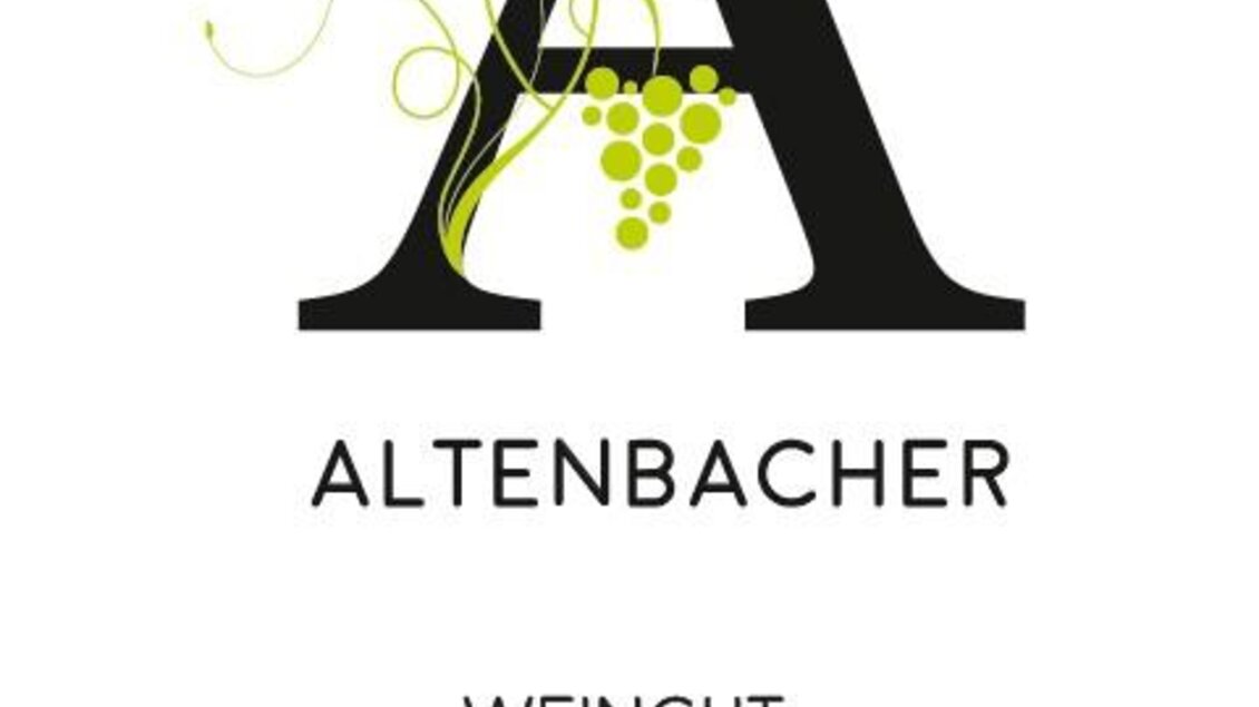 Ein Logo für das Weingut Altenbacher mit stilisierten Weintrauben. Es zeigt den Namen des Weinguts und die Region Vulkanland Steiermark.