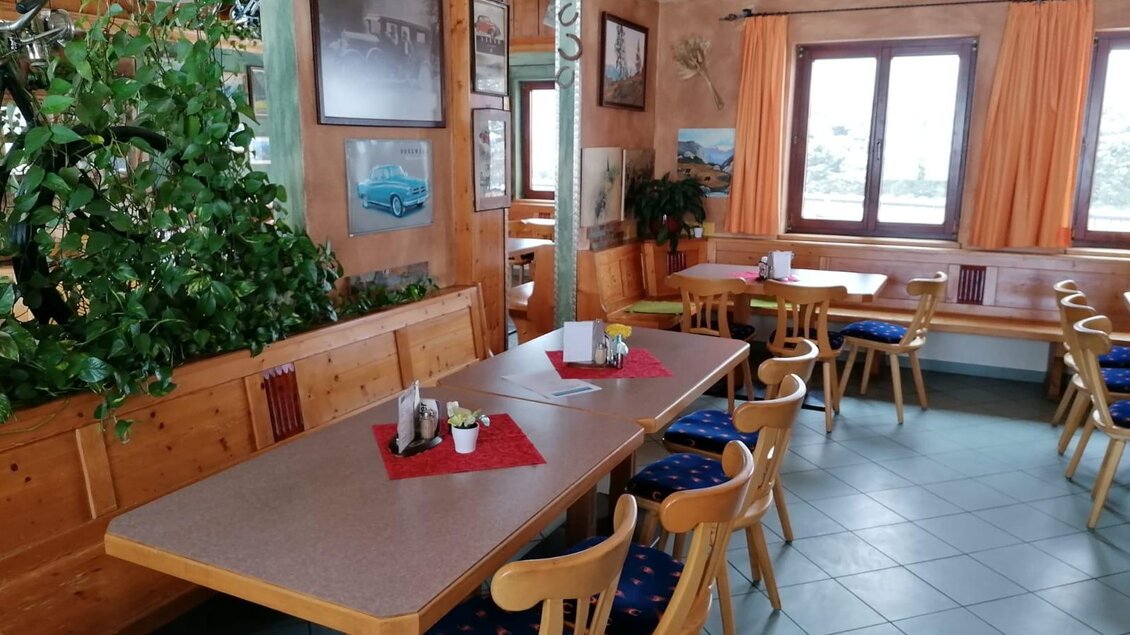 Ein gemütliches Restaurant mit Holzmöbeln und Pflanzen. Die Tische sind ordentlich gedeckt und es gibt große Fenster mit Blick nach draußen. | © Wirtshaus "Zum Lebzelter"