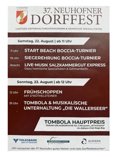 ff neuhofen-37-dorffest-bad mitterndorf-plakat | © Marktgemeinde Bad Mitterndorf | FF Neuhofen | © Marktgemeinde Bad Mitterndorf