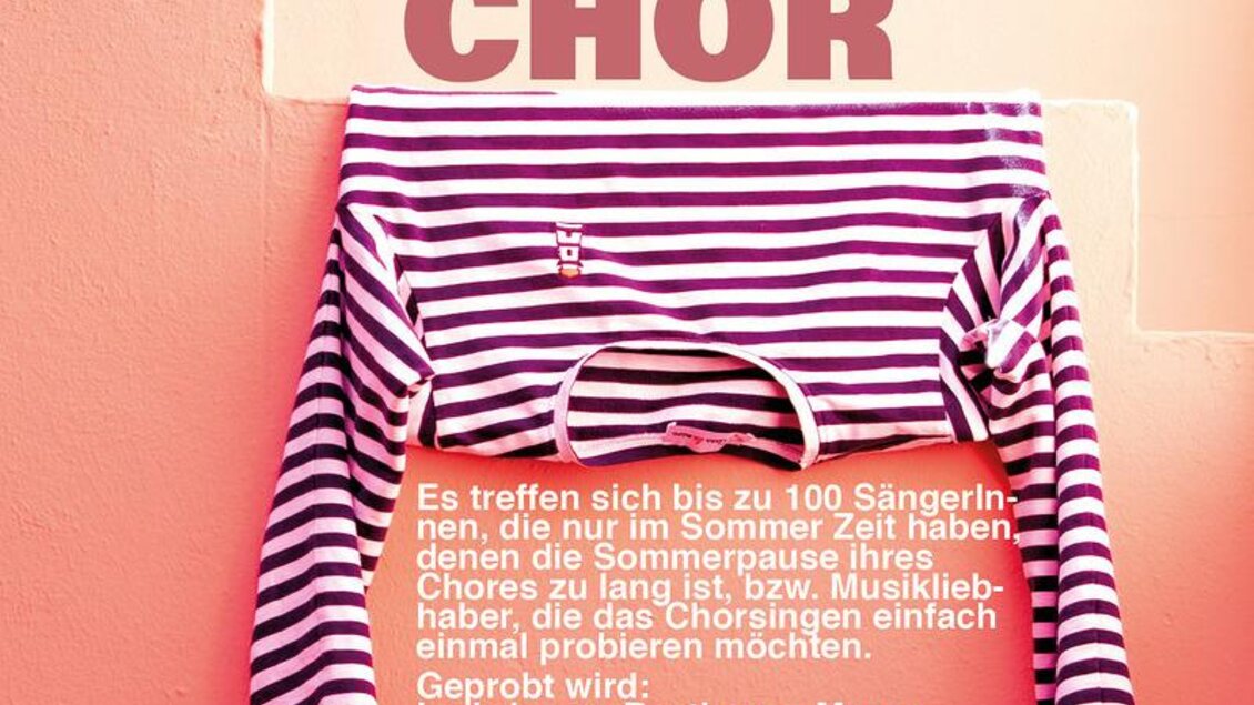 Plakat für den Sommerchor in der Mariahilferkirche in Graz mit gestreiftem Shirt und Veranstaltungsinfos. | © Pfarre Graz-Mariahilf