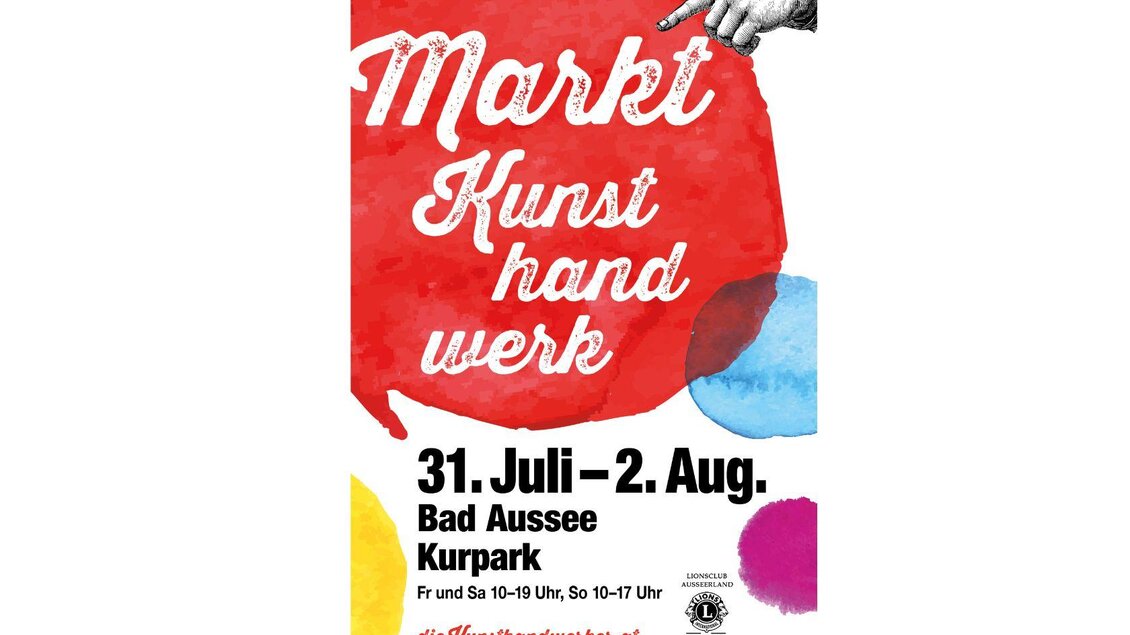 Das Plakat kündigt den Kunsthandwerksmarkt in Bad Aussee an. Es gibt viele verschiedene Handwerksartikel zur Auswahl. | © Die Kunsthandwerker