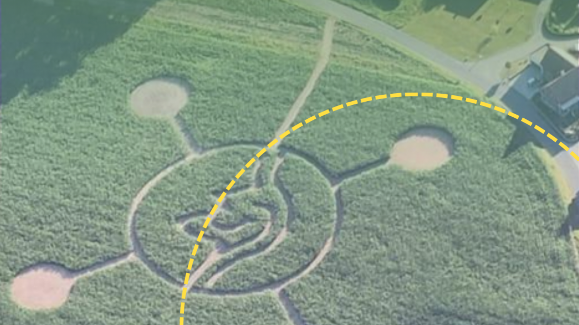 Ein großer Maislabyrinth im Naturpark mit verschiedenen Wegen und Mustern. Es befindet sich in der Nähe von Kröpfls Lindenhof. | © Naturpark Pöllauer Tal