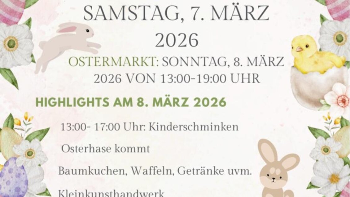 Ein bunter Flyer für die Veranstaltung "Osterwunderwelt" in der Steiermark. Er informiert über die Eröffnung, die Attraktionen und die täglichen Öffnungszeiten. | © Osterwunderwelt Steiermark