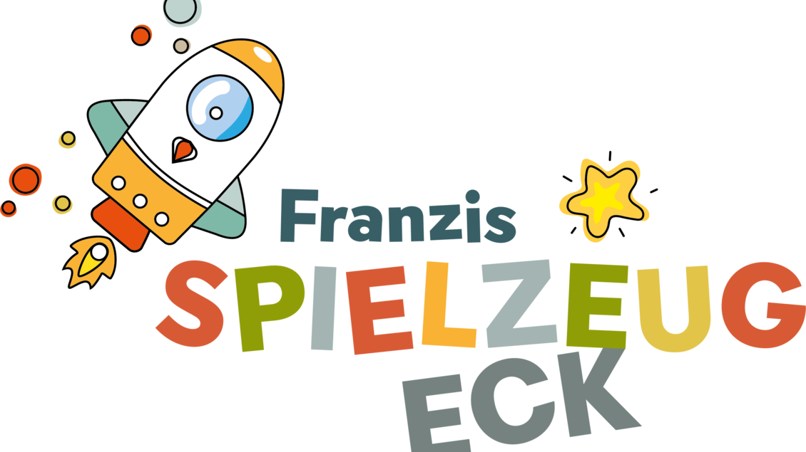 Ein kunterbuntes Logo mit einer Rakete und dem Schriftzug "Franzis Spielzeugeck". Es vermittelt einen spielerischen und einladenden Eindruck für Kinder. | © Franzis Spielzeugeck