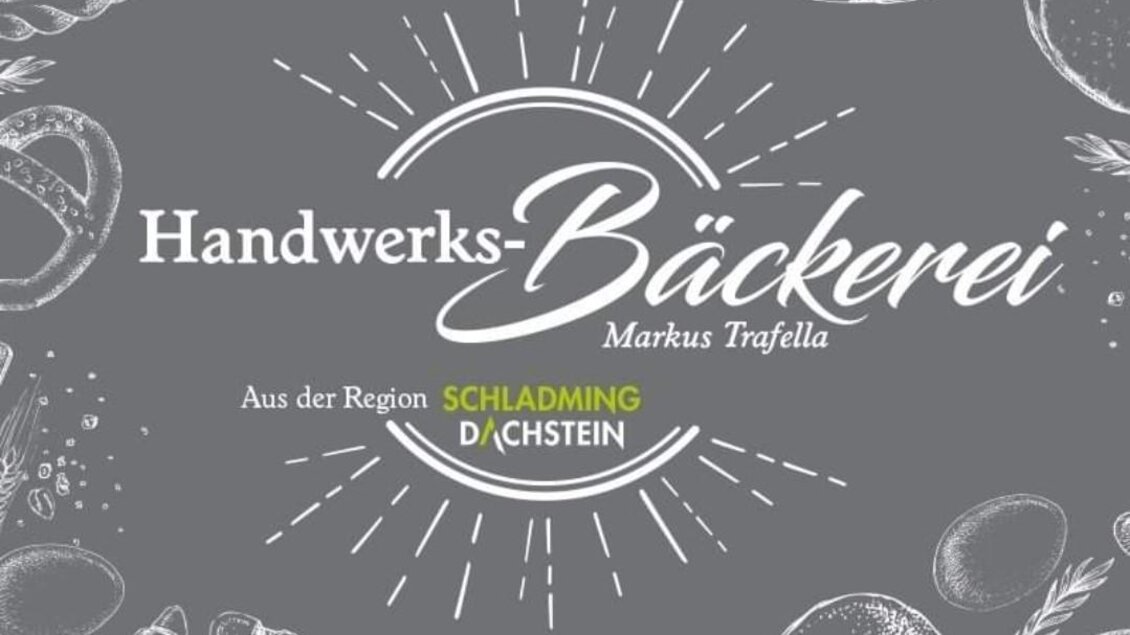 Eine ansprechende Designgrafik für eine Handwerksbäckerei. Sie zeigt den Namen "Handwerks-Bäckerei" zusammen mit Illustrationen von Backwaren und regionalen Bezügen. | © Markus Trafella