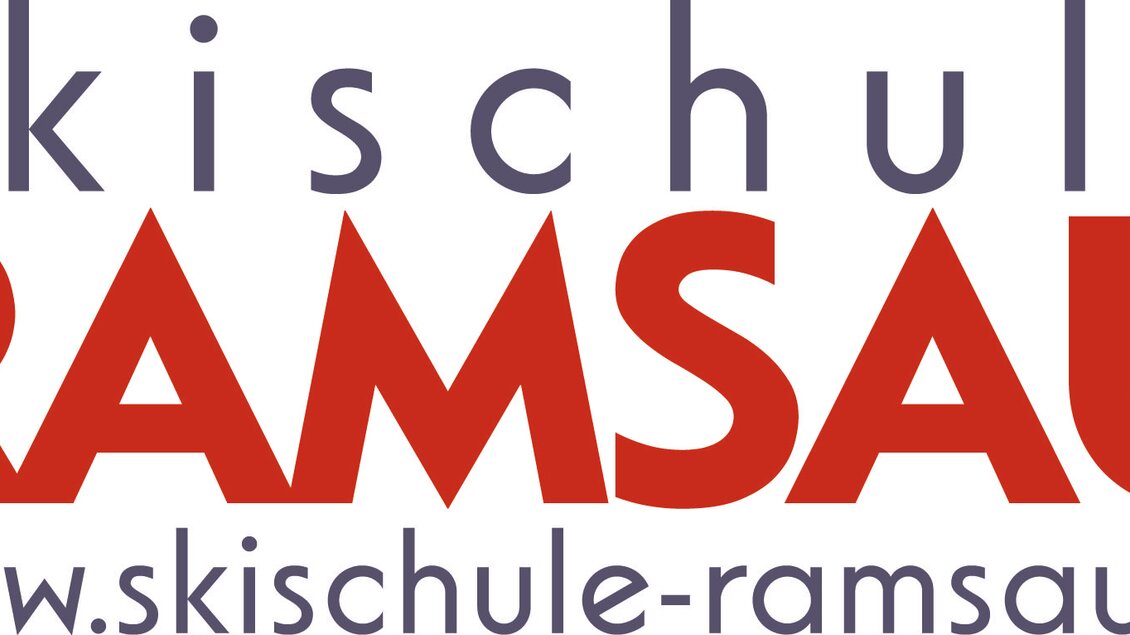 Das Logo der Skischule Ramsau. Es enthält den Namen der Skischule in blauer und roter Schrift sowie die Website. | © Skischule Ramsau Logo | Alpincenter Dachstein