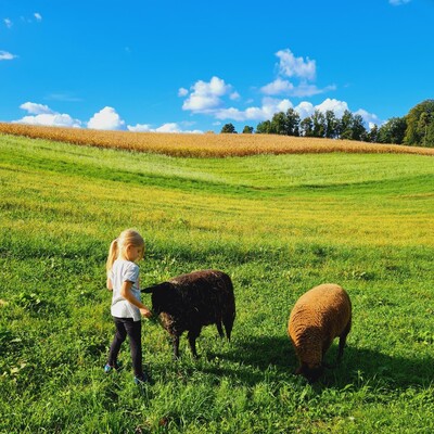 Postl´s Hirschbirnhof_Anna & Sheep_Eastern Styria | © Postl`s Hirschbirnhof